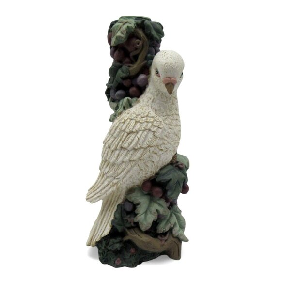 White Dove CANDLE HOLDER Grape Vine Detailing 1997 Resin Home Decor 8 Inches - Picture 4 of 10